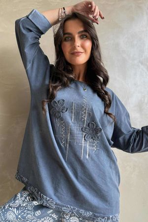 Original Hippie Sweatsshirt Vintage Wash Denim
